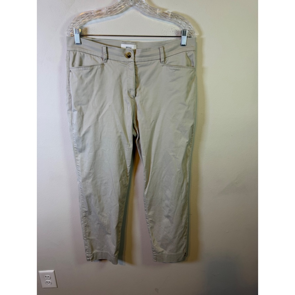 Brax Womens Mara Sun Chino Pants Stretch Cotton Beige Size 14R 31/32